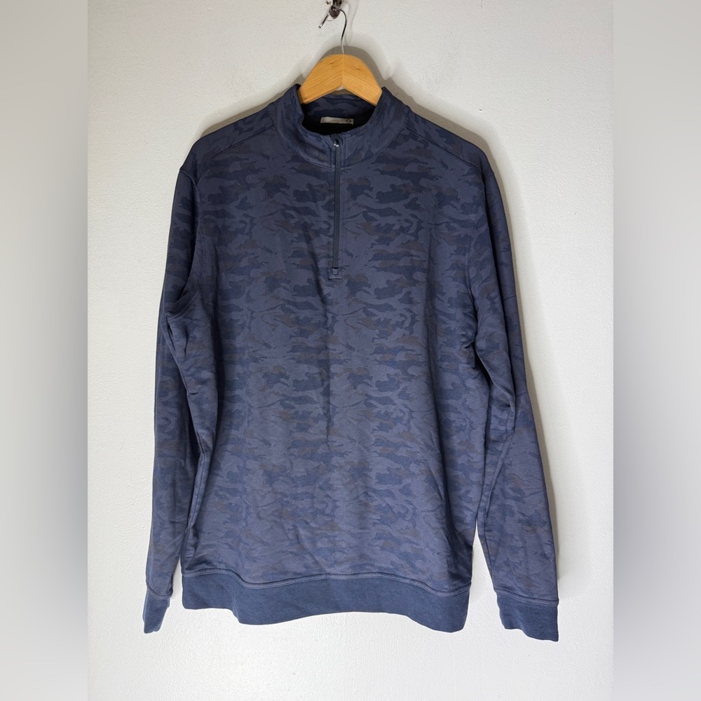 Tasc 1/4‎ zip mock neck top blue camouflage large
